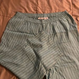 Blue striped capris, elastic waist